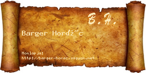 Barger Horác névjegykártya